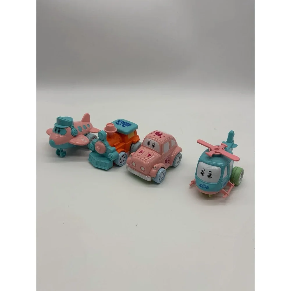 4-in-1 Cartoon Vehicles from the Fun Little Toys Pink Plane Train Car Helicopter